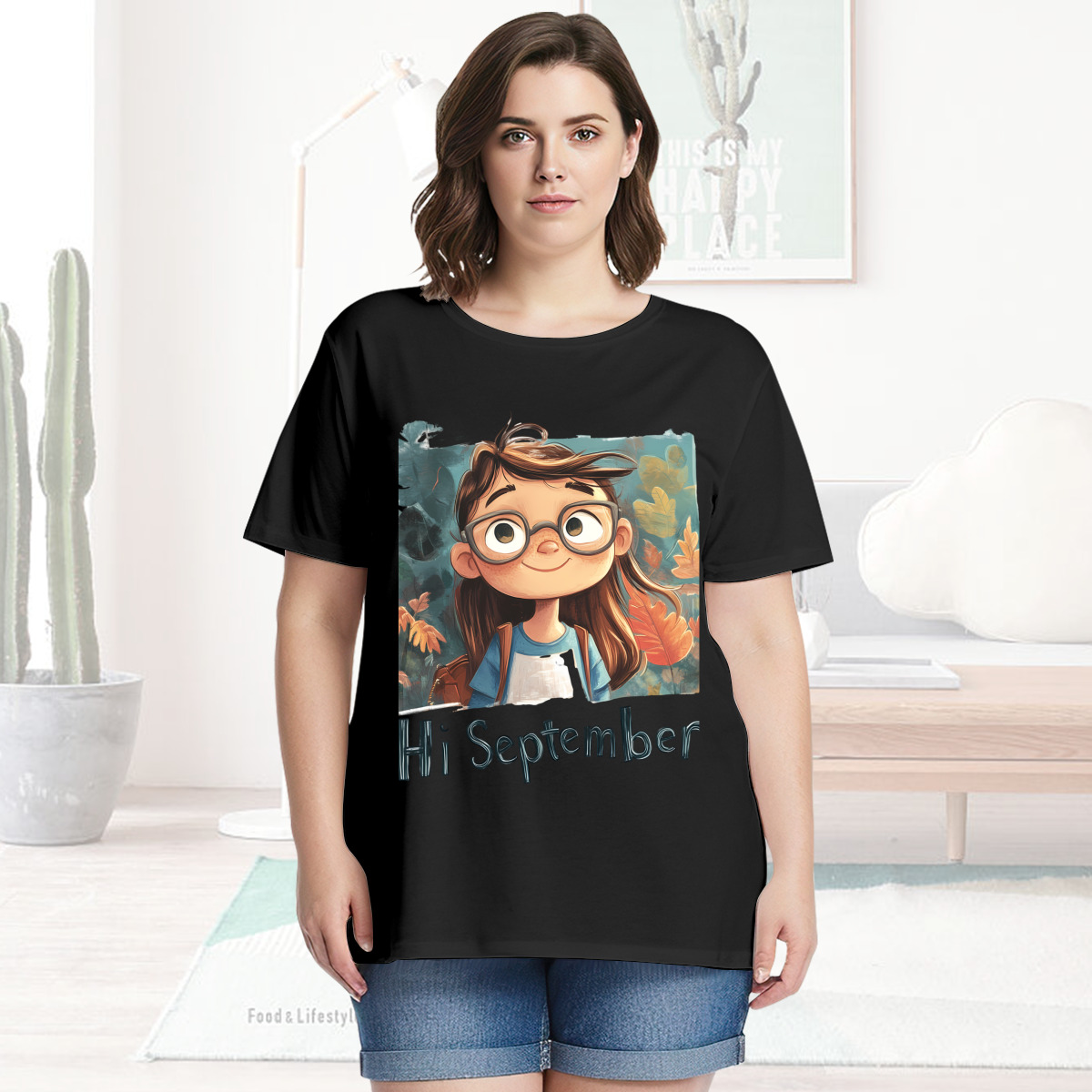 Women’s Graphic Print T-Shirt – Casual Short Sleeve Loose Fit Tee