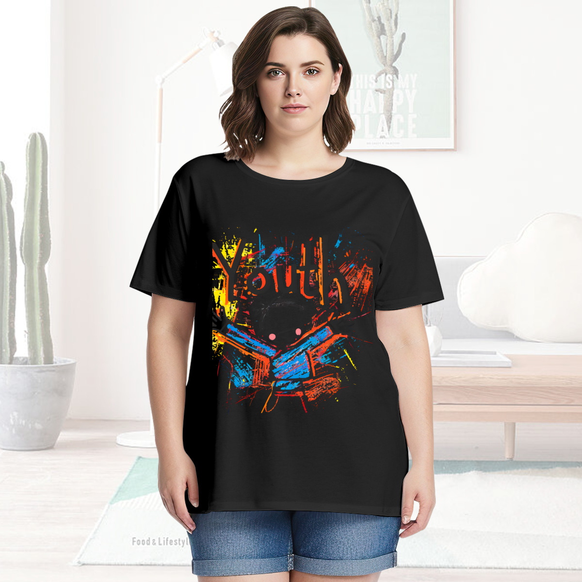 Women’s Graphic Print T-Shirt – Casual Short Sleeve Loose Fit Tee