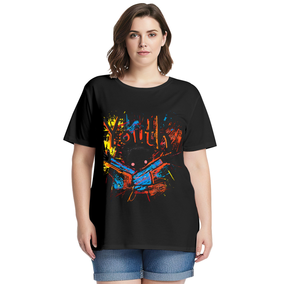 Women’s Graphic Print T-Shirt – Casual Short Sleeve Loose Fit Tee