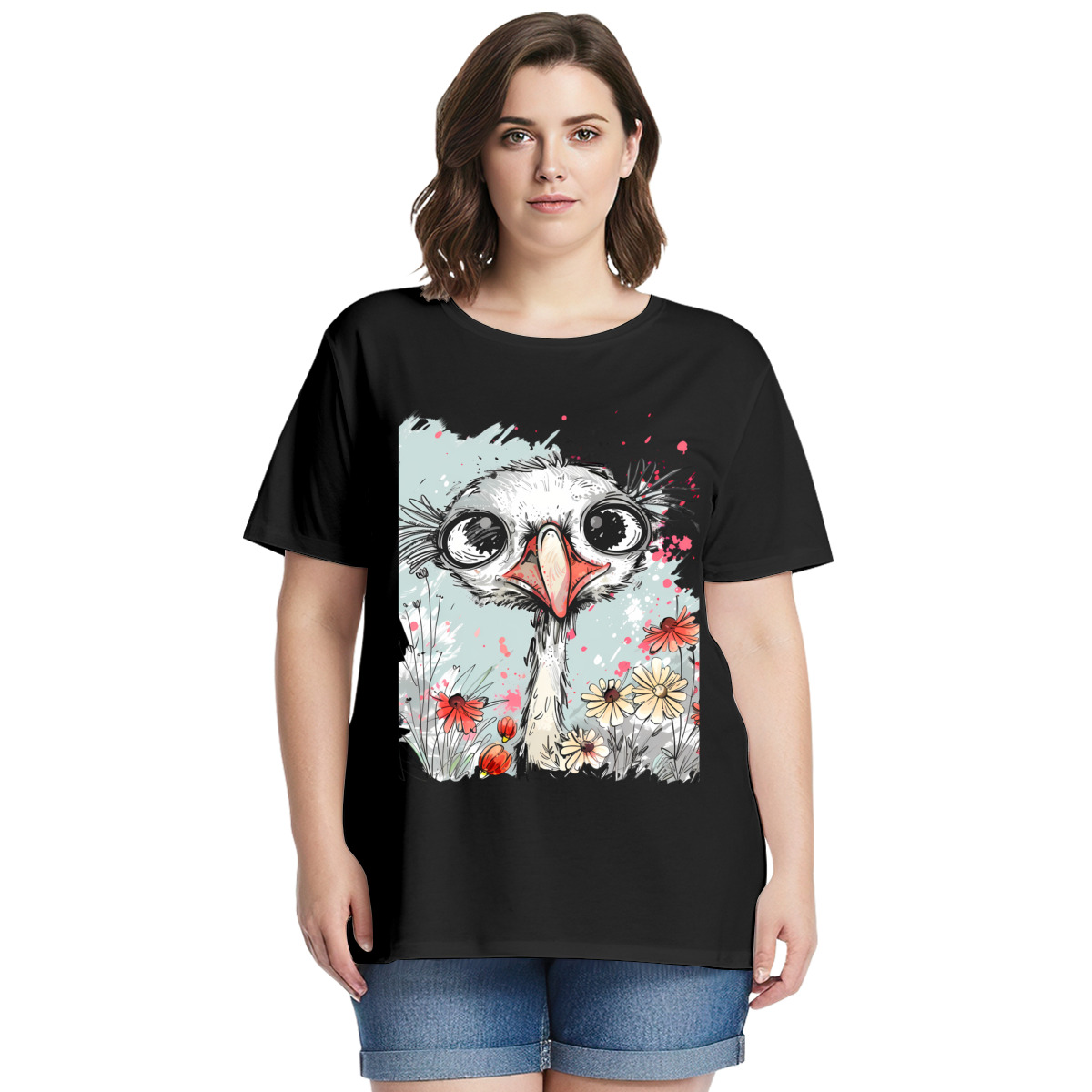 Women’s Graphic Print T-Shirt – Casual Short Sleeve Loose Fit Tee
