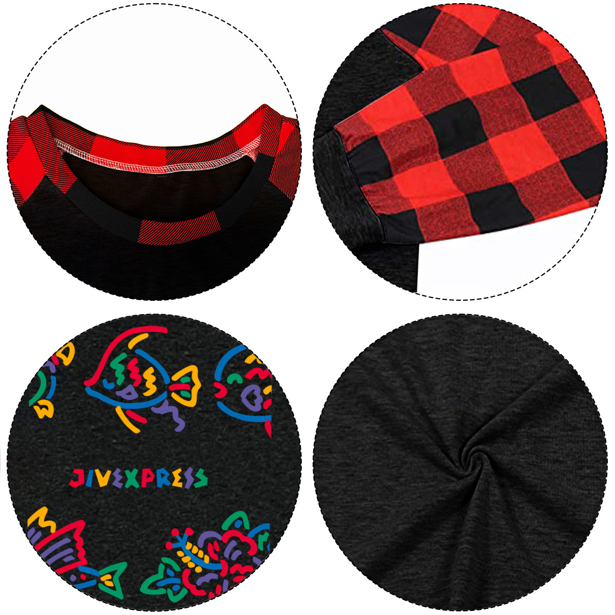 Long-Sleeve Crew Neck Plaid T-Shirt