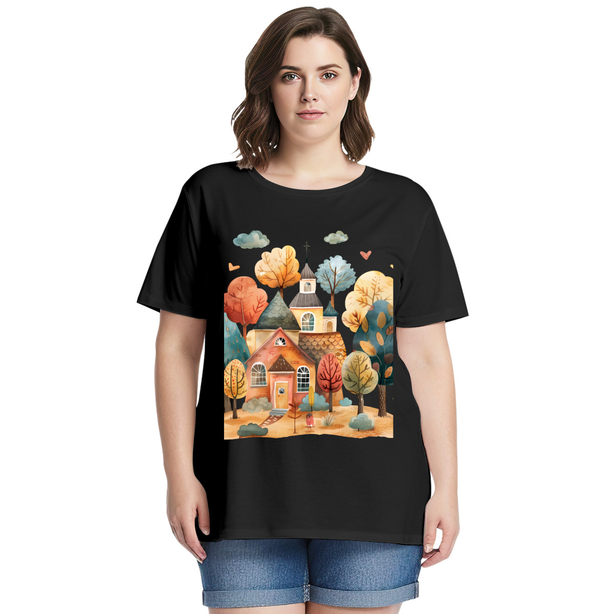 Women’s Graphic Print T-Shirt – Casual Short Sleeve Loose Fit Tee