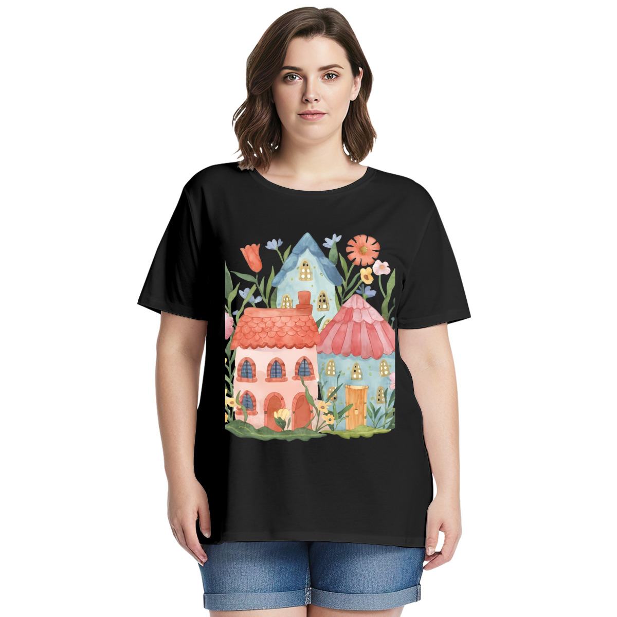 Women’s Graphic Print T-Shirt – Casual Short Sleeve Loose Fit Tee