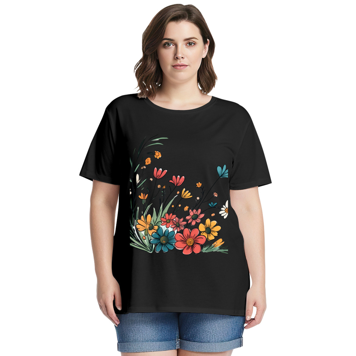 Women’s Graphic Print T-Shirt – Casual Short Sleeve Loose Fit Tee