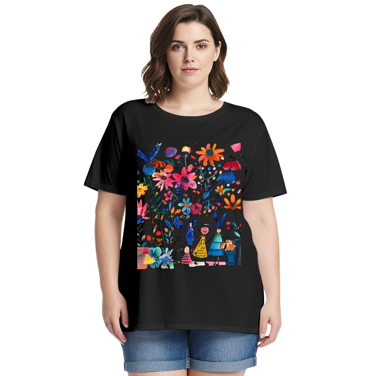Women’s Graphic Print T-Shirt – Casual Short Sleeve Loose Fit Tee
