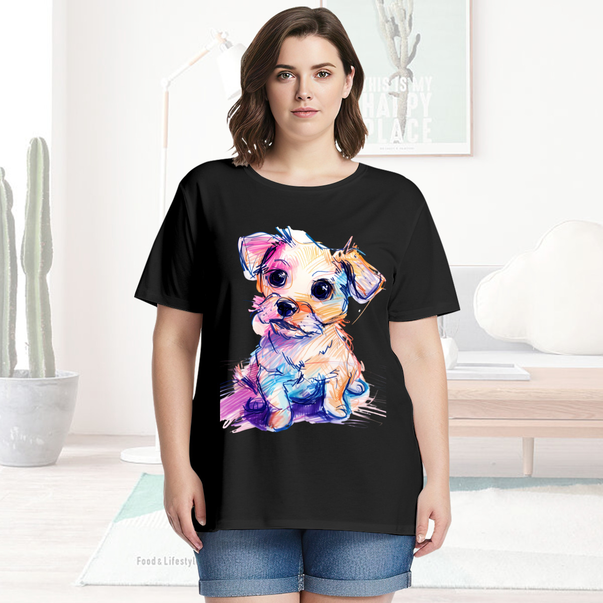 Women’s Graphic Print T-Shirt – Casual Short Sleeve Loose Fit Tee