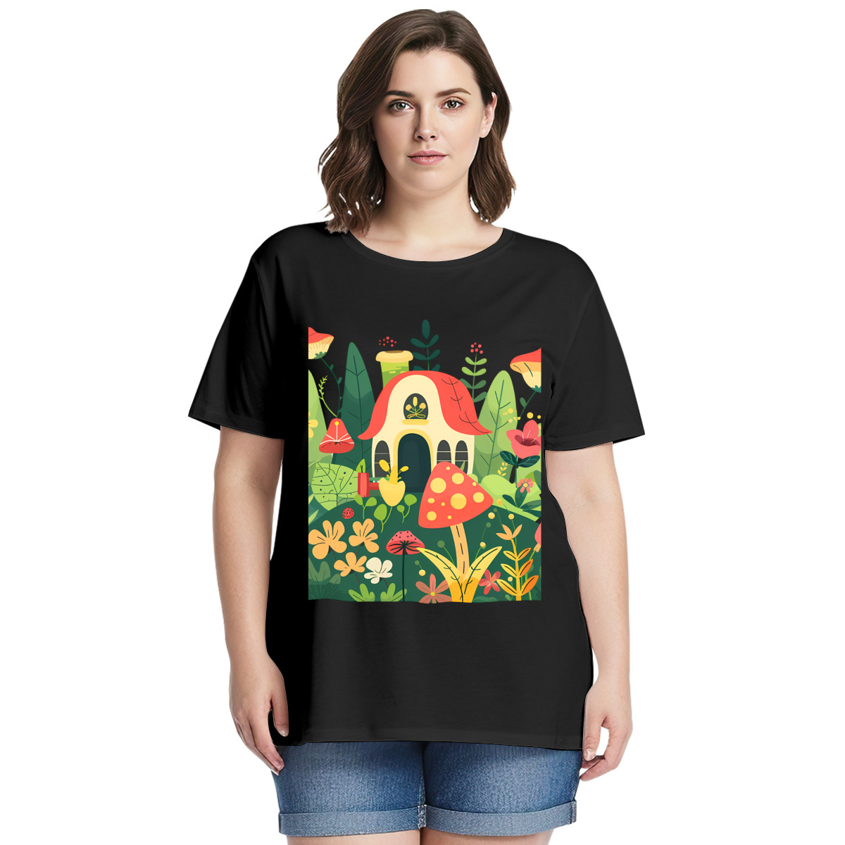 Women’s Graphic Print T-Shirt – Casual Short Sleeve Loose Fit Tee
